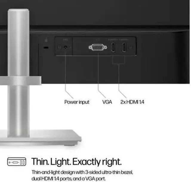 Alt view image 10 of 11 - HP - 27" IPS LED FHD 100Hz Monitor with Adjustable Height (HDMI, VGA) - Silver  and  Black (527SH)