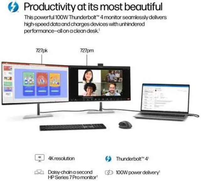 Alt view image 11 of 14 - HP Series 7 Pro 27 inch 4K Conferencing Monitor - 727pm 27" 4K UHD (3840 x 2160)
