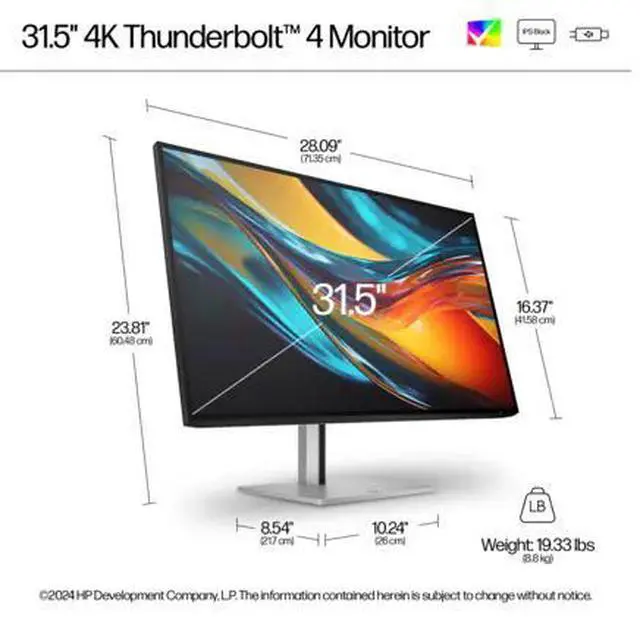 Alt view image 14 of 20 - HP Series 7 Pro 31.5 inch 4K Thunderbolt 4 Monitor - 732pk 31.5" 4K UHD (3840 x