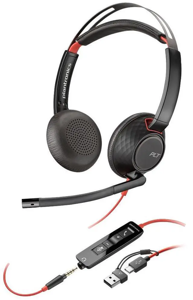 Main image of Poly Blackwire 5220 Stereo USB-C Headset +3.5mm Plug +USB-C/A Adapter