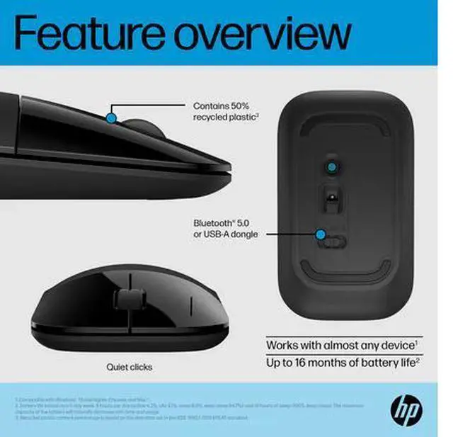 Alt view image 7 of 7 - HP Z3700 Dual Black Mouse