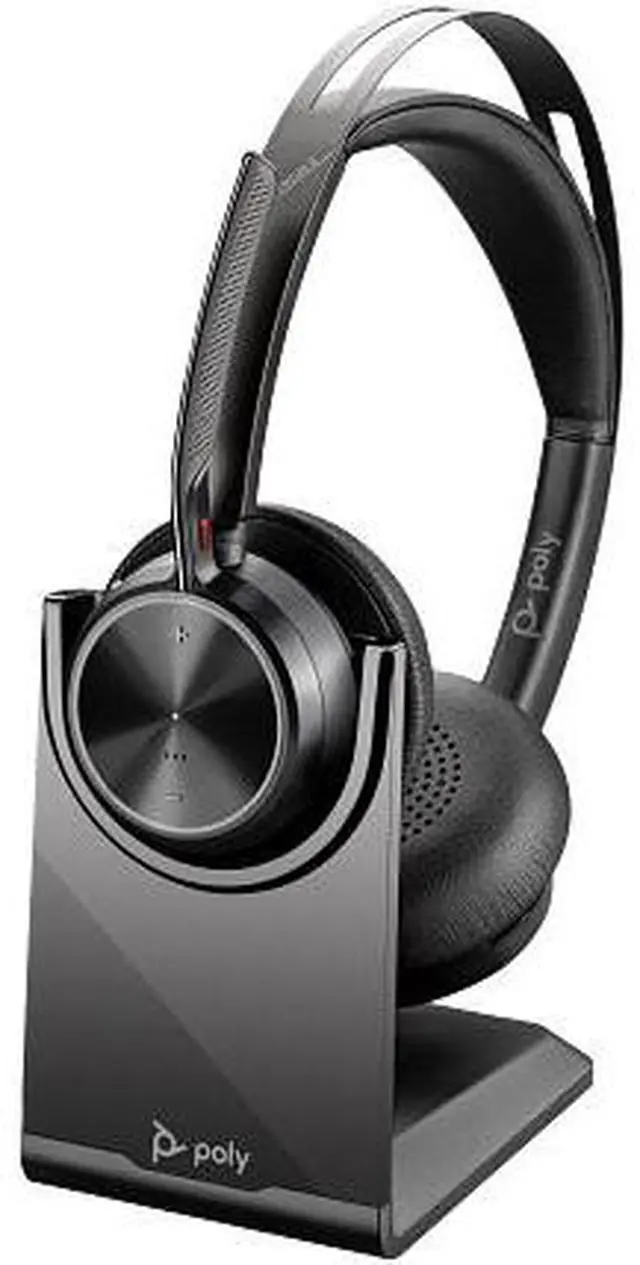 Alt view image 10 of 13 - Poly Voyager Focus 2 USB-C-C Headset +USB-C/A Adapter + Charging Stand - Google Assistant, Siri - Stereo - USB Type C - Wired/Wireless - Bluetooth - 298.6 ft - Over-the-head - Binaural - Supra-aural -