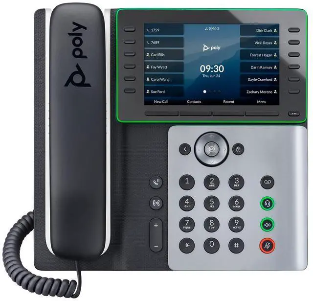 Alt view image 12 of 15 - HP Poly Edge E500 IP Phone Corded Desktop Black TAA Compliant VoIP 2x Network RJ-45 PoE Ports Model 82M94AA