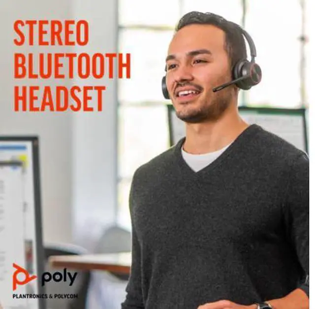 Alt view image 6 of 12 - Poly - Voyager 4320 UC Wireless Headset + Charge Stand (Plantronics) - Headphones with Boom Mic - Connect to PC/Mac via USB-A Bluetooth Adapter, Cell Phone via Bluetooth - Works with Teams, Zoom &More