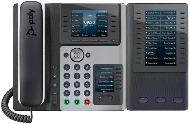 Alt view image 13 of 17 - HP Poly Edge IP Phone Corded Corded Desktop 14x Total Line VoIP 2x Network RJ-45 PoE Ports Model 82M93AA