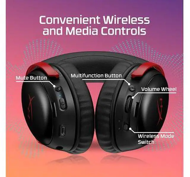 Alt view image 5 of 7 - HyperX Cloud III S Wireless Black-Red Gaming Headset (Instant Pair!)