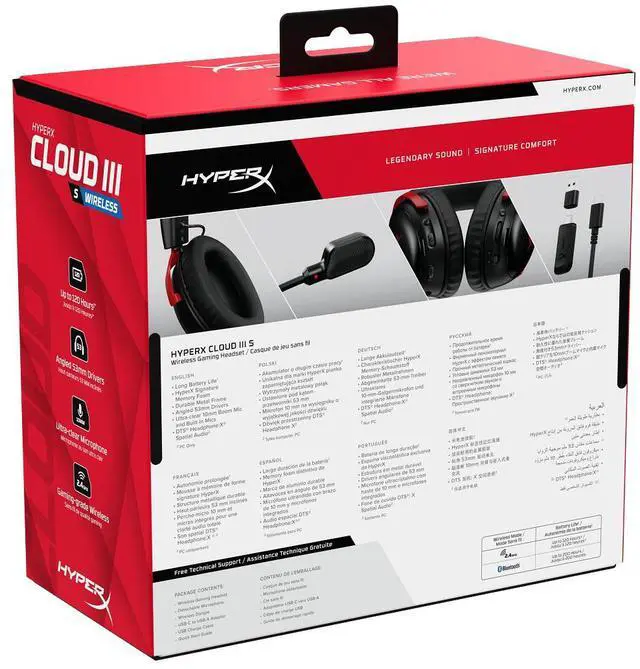Alt view image 4 of 7 - HyperX Cloud III S Wireless Black-Red Gaming Headset (Instant Pair!)