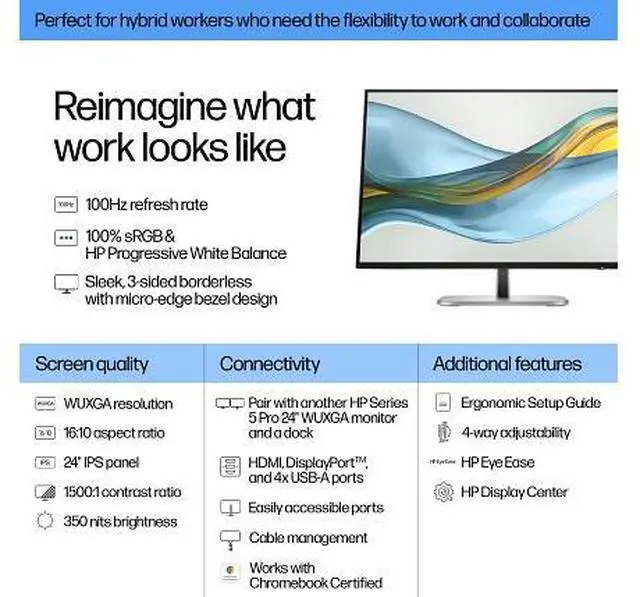 Alt view image 14 of 20 - HP Series 5 Pro 24 inch WUXGA Monitor - 524pn 24" WUXGA (1920 x 1200) 50-100 Hz