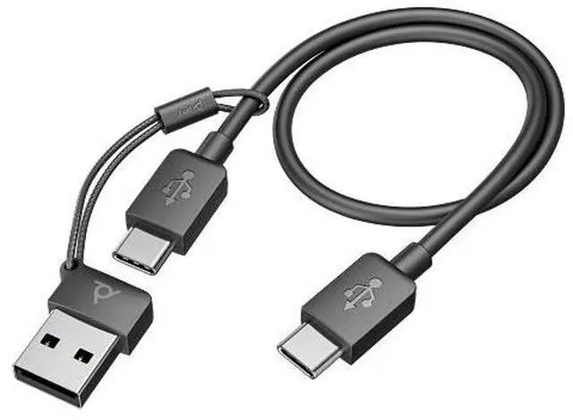 Alt view image 10 of 13 - Poly Voyager Focus 2 USB-C-C Headset + USB-C/A Adapter - Google Assistant, Siri - Stereo - USB Type C - Wired/Wireless - Bluetooth - 298.6 ft - Over-the-head - Binaural - Supra-aural - 4" Cable -
