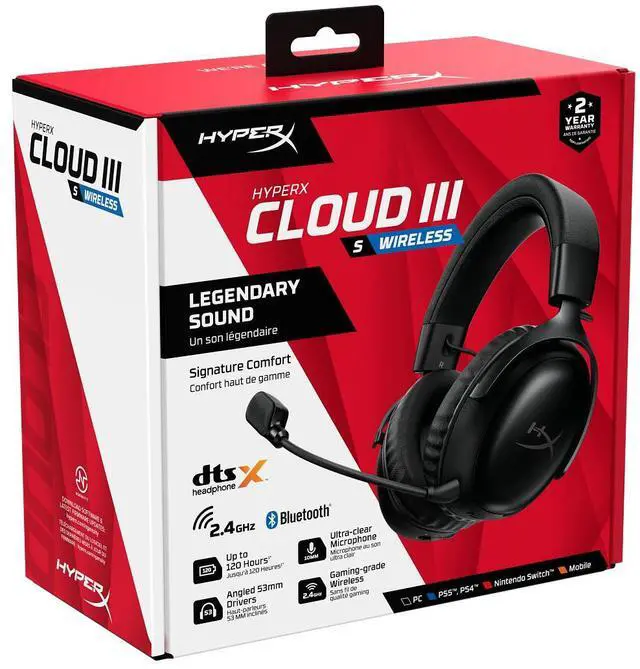 Alt view image 3 of 7 - HyperX Cloud III S Wireless Black-Red Gaming Headset (Instant Pair!)