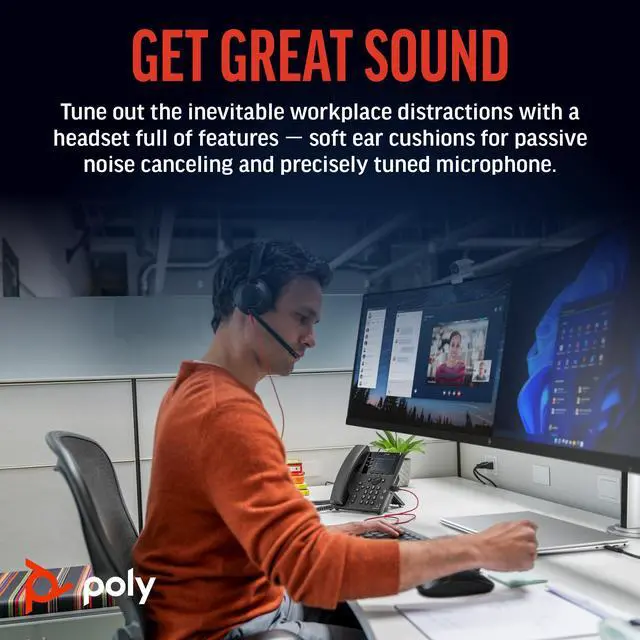 Alt view image 8 of 10 - Plantronics Poly Blackwire 5220 Stereo USB-C Headset +3.5mm Plug +USB-C/A Adapter