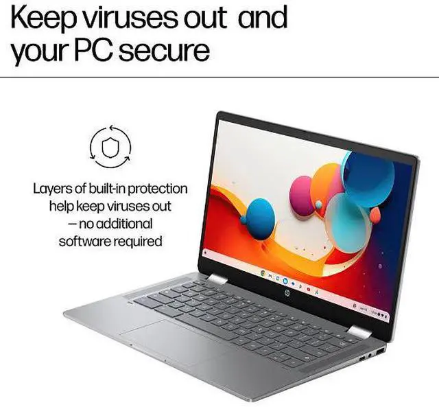 Alt view image 7 of 20 - HP Chromebook x360 14b-cd0010nr  14" FHD Intel Core i3-N305 0.8 GHz up to 3.8 GHz 8GB RAM 128GB UFS Intel UHD Graphics ChromeOS Laptop, Mineral Silver - 9P989UA