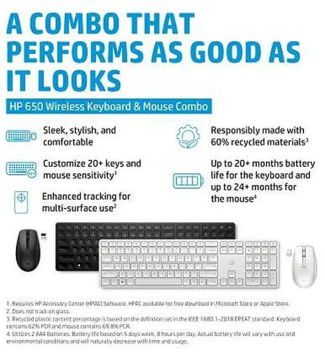 Alt view image 11 of 14 - HP 650 Wireless Keyboard and Mouse Combo