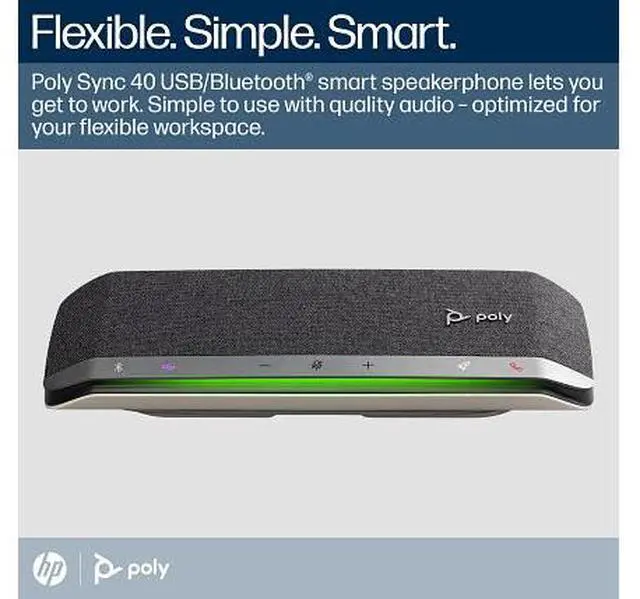 Alt view image 6 of 19 - Poly - Sync 40 Smart Speakerphone (Plantronics) - Flexible Work Spaces - Connect to PC/Mac via Combined USB-A/USB-C Cable and Smartphones via Bluetooth - Works with Teams (Certified), Zoom & More