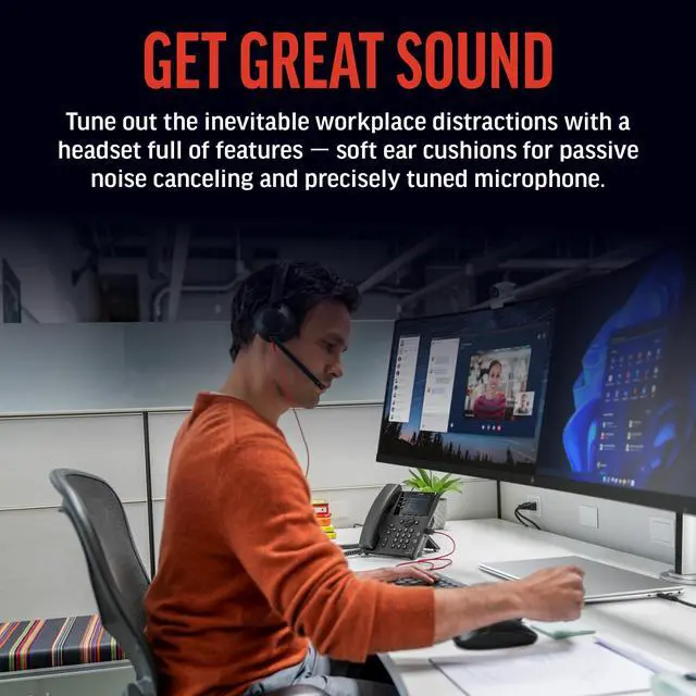 Alt view image 6 of 10 - Poly Blackwire 5210 Monaural USB-C Headset + 3.5mm Plug + USB-C/A Adapter - Microsoft Teams Certification - Mono - USB Type C, Mini-phone (3.5mm) - Wired - 32 Ohm - On-ear - Monaural - Ear-cup - 7.10