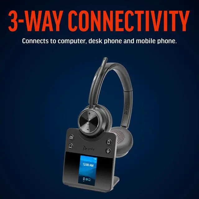 Alt view image 6 of 9 - Poly Savi 7420 Office Stereo Microsoft Teams Certified DECT Headset 8L583AA#ABA