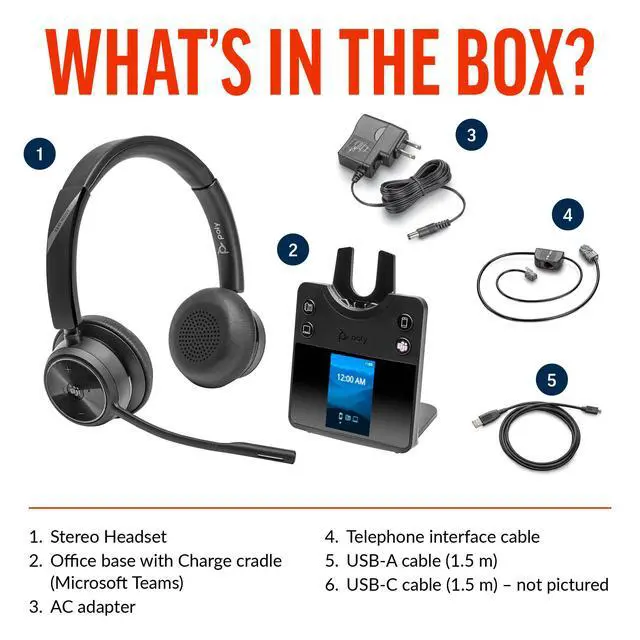 Alt view image 4 of 9 - Poly Savi 7420 Office Stereo Microsoft Teams Certified DECT Headset 8L583AA#ABA
