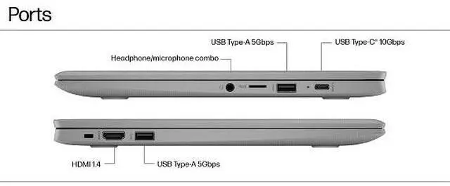 Alt view image 4 of 6 - HP Chromebook Laptop Computer 14" HD Intel Celeron 4 GB memory;64 GB eMMC