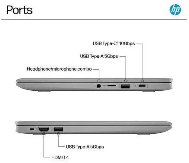 Alt view image 5 of 6 - HP Chromebook Laptop Computer 14" HD Intel Celeron 4 GB memory;64 GB eMMC