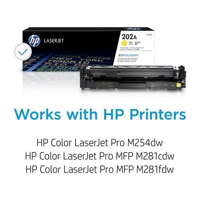 Alt view image 3 of 7 - HP 202A Yellow Original LaserJet Toner Cartridge, ~1,300 pages, CF502A