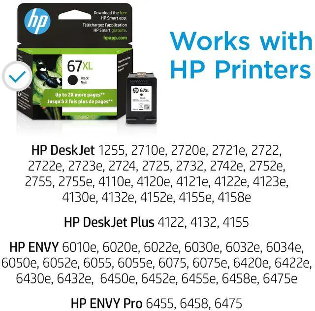 Alt view image 15 of 20 - HP 67XL High Yield Black Original Ink Cartridge, ~240 pages, 3YM57AN#140