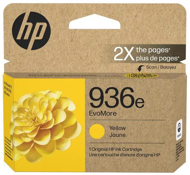 Main image of HP 936e EvoMore Yellow Original Ink Cartridge, 1,650 pages, 4S6V5LN