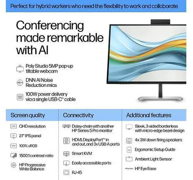 Alt view image 20 of 20 - HP 527pm 27" Class WQHD LCD Monitor - 27" Viewable - 2560 x 1440