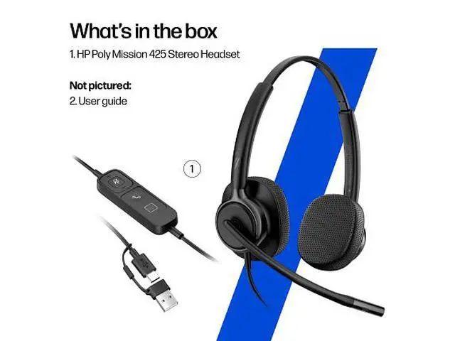 Alt view image 11 of 12 - Poly Mission 425 Binaural Wired USB Headset C01B6AAAC3