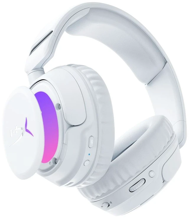 Alt view image 12 of 14 - HyperX Cloud Flight 2 Wireless Gaming Headset, Customizable RGB Lighting with Removable Earcup Plates, up to 100 Hours of Battery Life, 2.4GHz & Bluetooth, Multi-Platform Compatibility - White