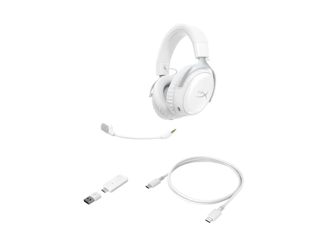 Alt view image 7 of 7 - HyperX Cloud III S - Wireless Gaming Headset (White/Pink)