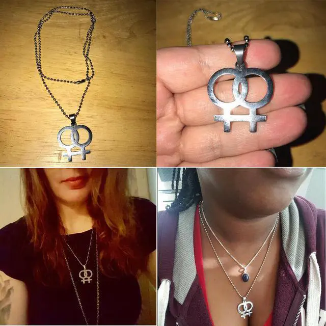 Alt view image 5 of 5 - Simple Statement Pride Jewelry Women Girl Lesbian LGBT Pride Necklace Stainless Steel Female Gender Symbol Bisexual Pendant Girlfriend Gift