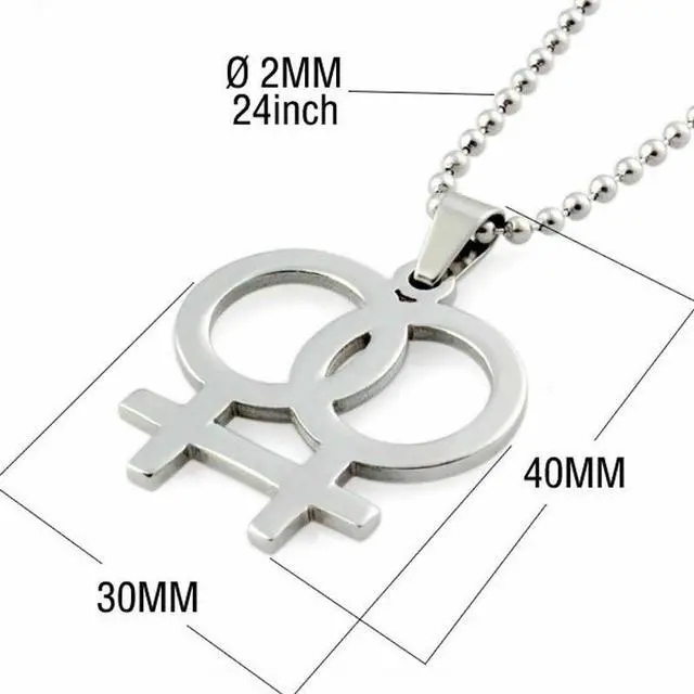 Alt view image 3 of 5 - Simple Statement Pride Jewelry Women Girl Lesbian LGBT Pride Necklace Stainless Steel Female Gender Symbol Bisexual Pendant Girlfriend Gift
