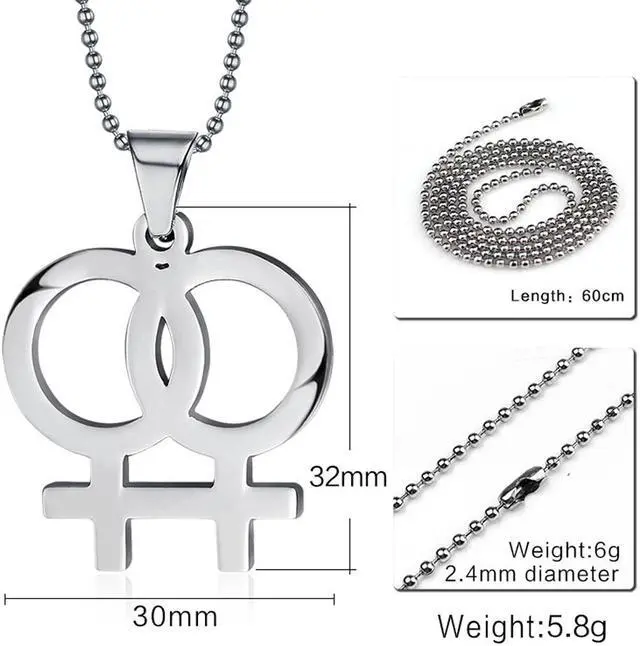 Alt view image 2 of 5 - Simple Statement Pride Jewelry Women Girl Lesbian LGBT Pride Necklace Stainless Steel Female Gender Symbol Bisexual Pendant Girlfriend Gift
