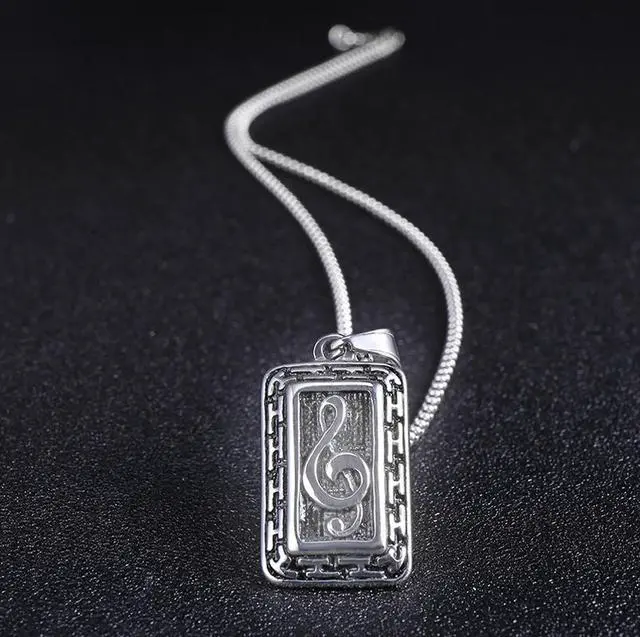 Alt view image 4 of 7 - Fashion Vintage Music Note Pendant Hip Hop Mens G-Clef Tag Necklace, 316L Stainless Steel Musical Note Charm,Gift for Music Lovers