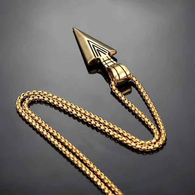 Alt view image 3 of 4 - Vintage Stainless Steel Pendant for Mens Boys Cool Norse Viking Necklace,Gold Plated