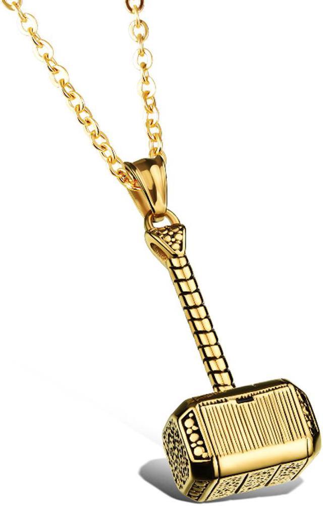 Thor's Hammer Pendant Necklace Gold Gilt Stainless Steel - Northlord