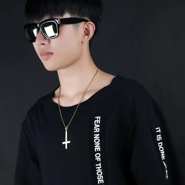Alt view image 2 of 3 - Gold Plated Inverted Cross Necklace Stainless Steel Men Women Cross of St. Peter Pendant Anti-Christ Upside Down Crucifix Satanic Gothic Dark Jewelry