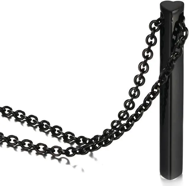 Alt view image 3 of 7 - Black Heart Necklace Stainless Steel Vertical Bar Jewelry Birthday Gifts for Sister Women Friends Mum Grandma