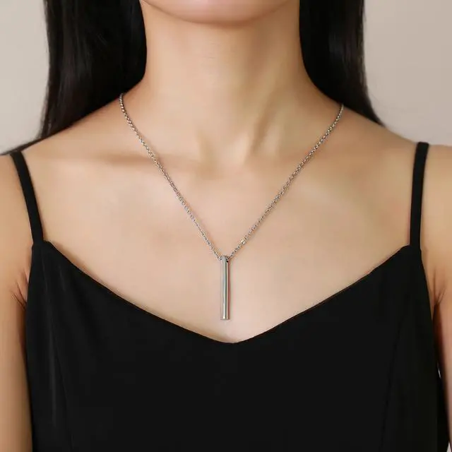 Alt view image 4 of 7 - Stainless Steel Friendship Necklace Vertical Bar Jewelry Birthday Gifts for Sister Women Friends Mum Grandma