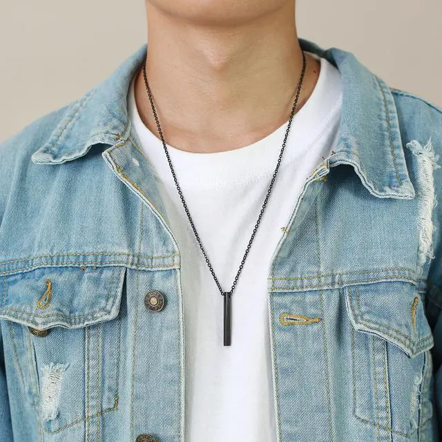 Alt view image 7 of 7 - Black Heart Necklace Stainless Steel Vertical Bar Jewelry Birthday Gifts for Sister Women Friends Mum Grandma