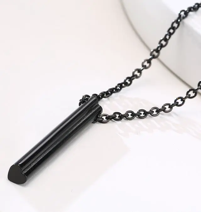 Alt view image 5 of 7 - Black Heart Necklace Stainless Steel Vertical Bar Jewelry Birthday Gifts for Sister Women Friends Mum Grandma