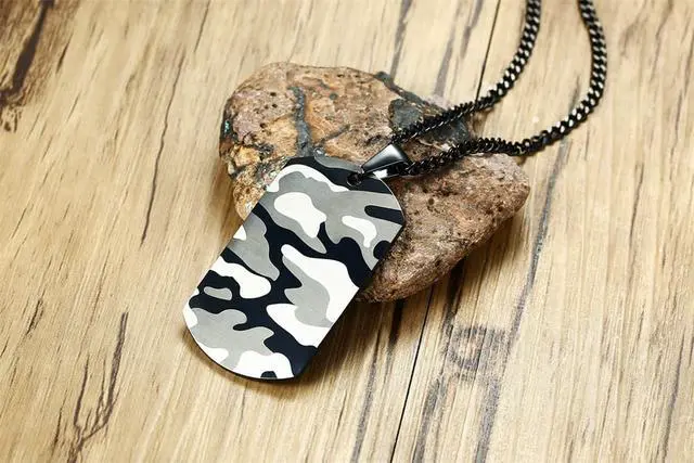Alt view image 6 of 7 - Military Fan Jewelry Stainless Steel Soldier Pendant Dog Tag Camouflage Necklace