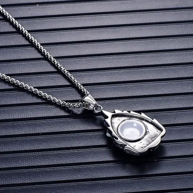 Alt view image 6 of 7 - Men Women Stainless Steel Punk Hip Hop Flame Skull Evil Eye Necklace Gothic Halloween Jewelry