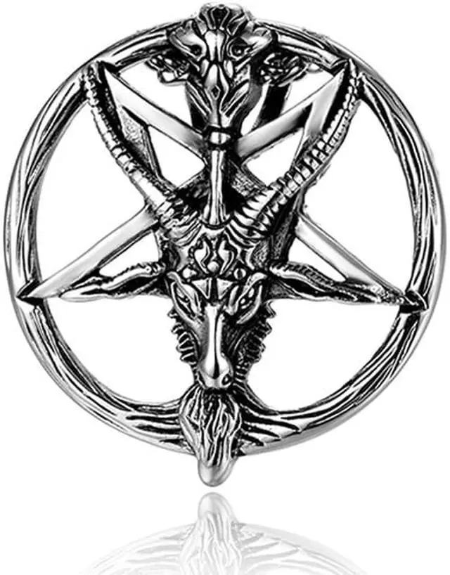 Alt view image 3 of 6 - Men Women Stainless Steel Baphomet Satanic Rams Goat Necklace Inverted Pentagram Skull Sheep Head Pendant Satan Jewelry