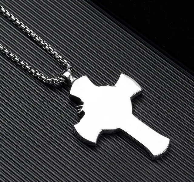 Alt view image 5 of 7 - Christian Jesus Face INRI Cross Necklace Christ Crucifix Pendant Church Baptism Jewelry