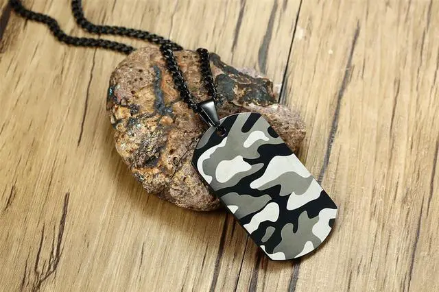 Alt view image 4 of 7 - Military Fan Jewelry Stainless Steel Soldier Pendant Dog Tag Camouflage Necklace
