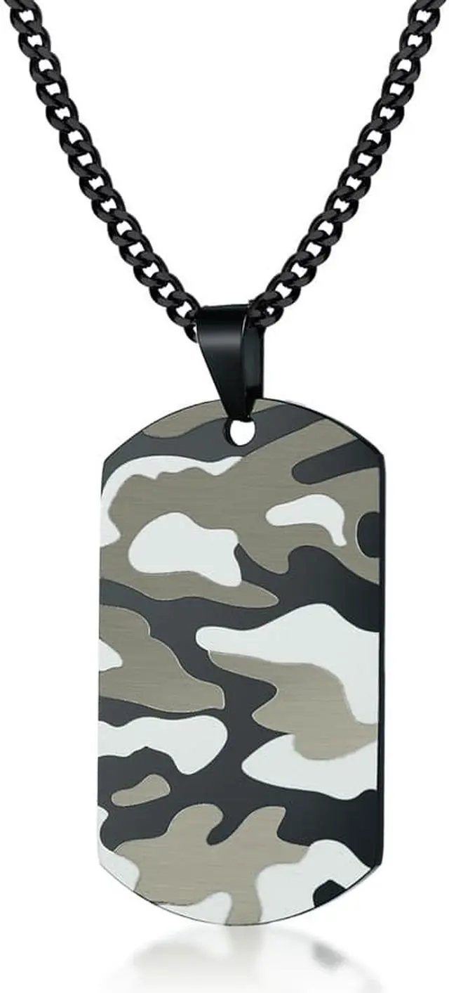 Alt view image 3 of 7 - Military Fan Jewelry Stainless Steel Soldier Pendant Dog Tag Camouflage Necklace