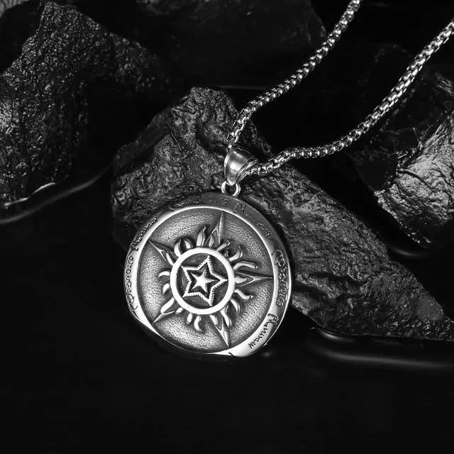 Alt view image 5 of 7 - Supernatural Star Pentagram Pentacle Necklace Hip Hop Pendant Stainless Steel Men Jewelry