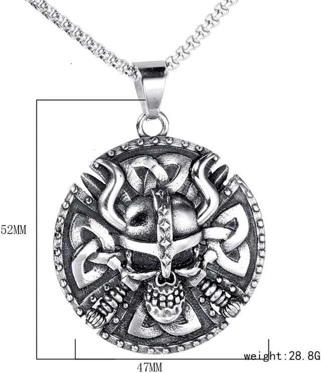 Alt view image 2 of 7 - Stainless Steel Nordic Viking Skulls Pendant Amulet Talisman Necklace