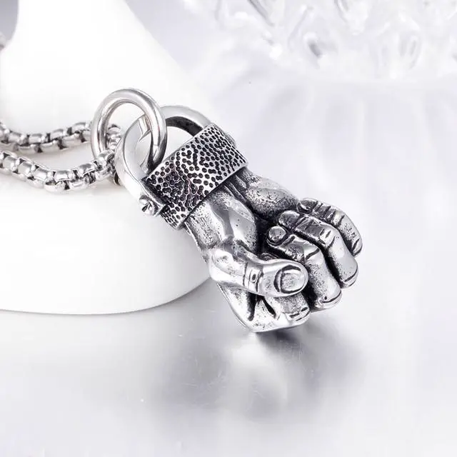 Alt view image 3 of 7 - Stainless Steel Fist Pendant Boxing Sports Fitness Necklace Hip Hop Punk Jewelry Boxer Gift